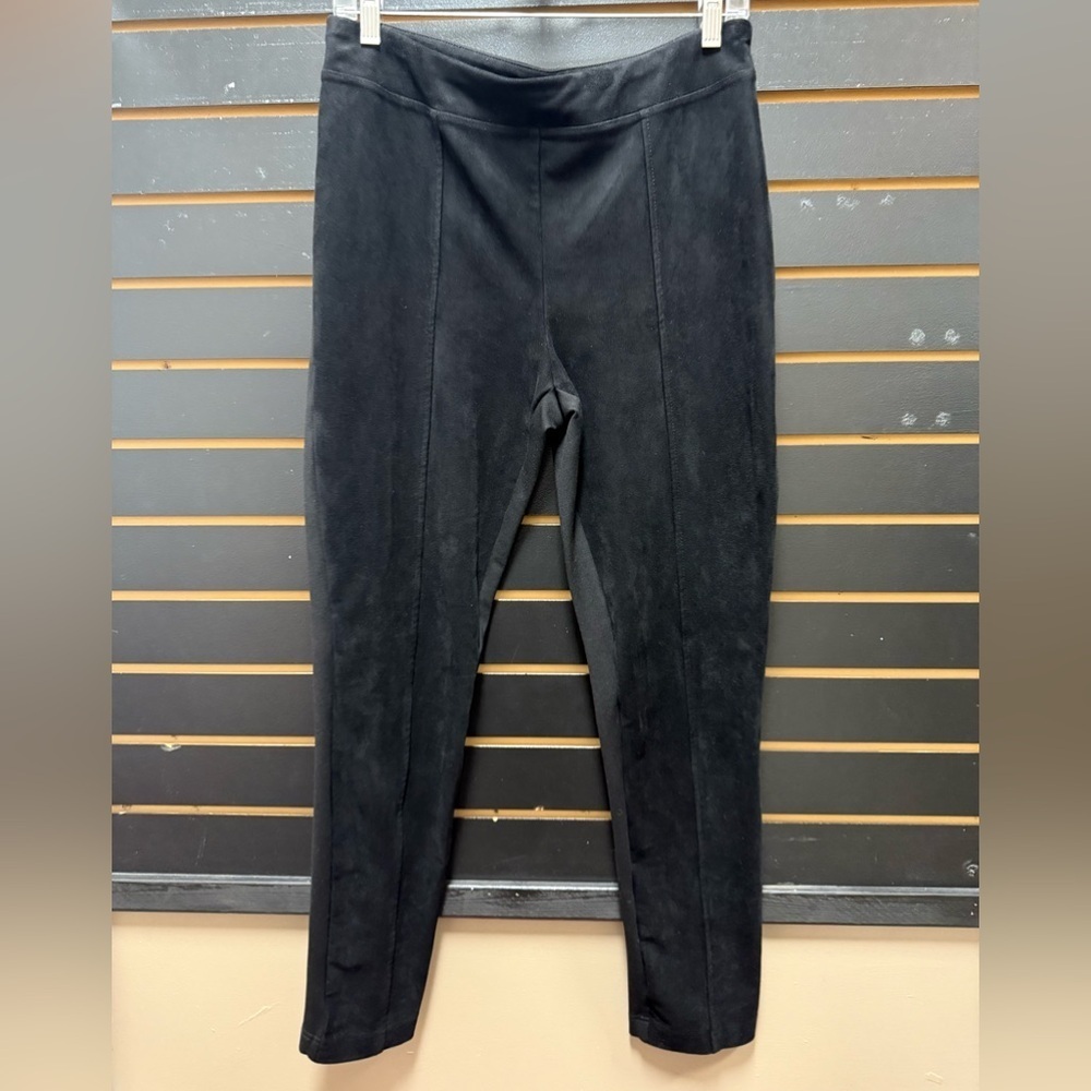 Calvin Klein Faux Suede Front Leggings Black Pull On Size M